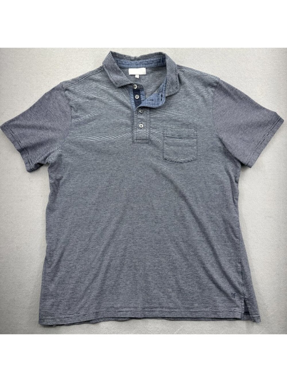 Hickey Freeman Men L Polo Shirt Striped Gray Luxury Casual Office Wear Luxe Knit